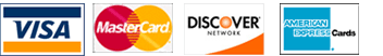 Visa, Mastercard, Discover, American Express