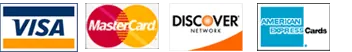 Visa, Mastercard, Discover, American Express