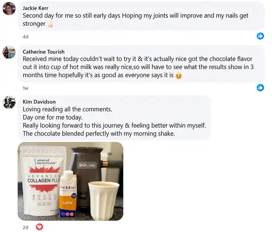 Facebook comments about Advanced Collagen Plus